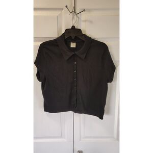 No Boundaries Y2K Black Polo Button Crop Top XXL